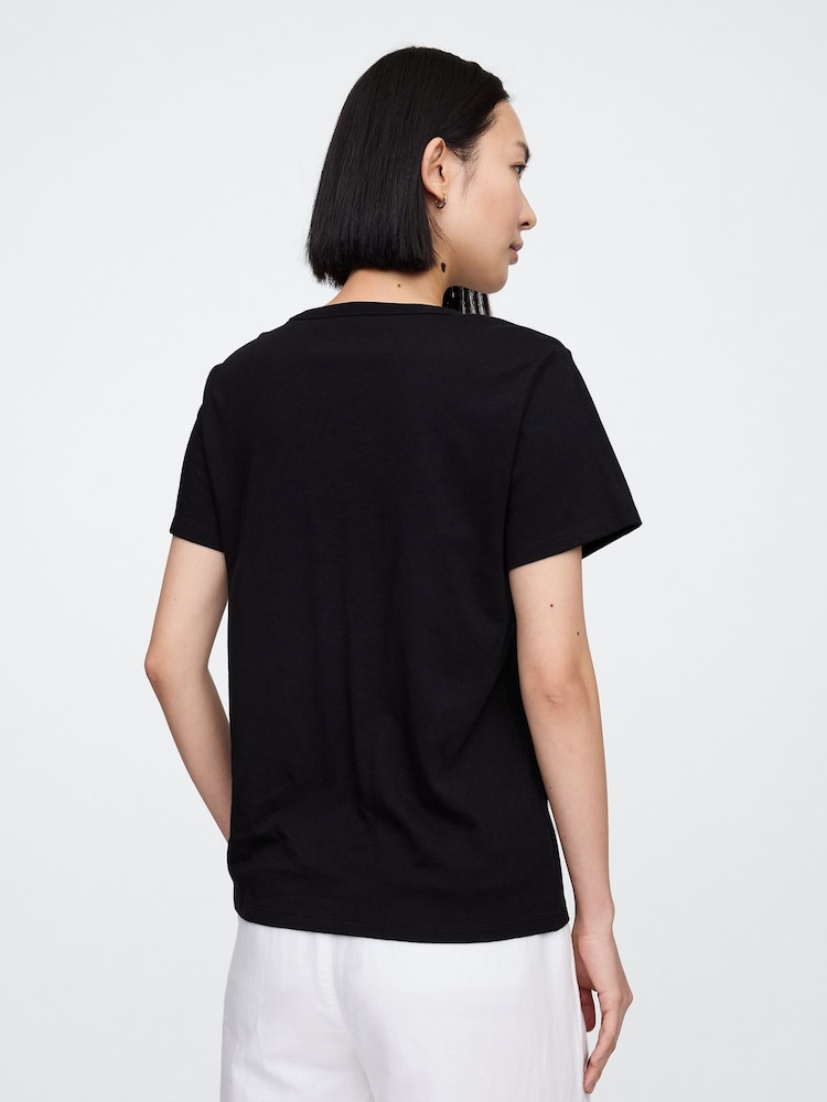 Gap Black V-Neck Favourite Cotton Short Sleeve T-Shirt - Image 2 of 5