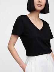 Gap Black V-Neck Favourite Cotton Short Sleeve T-Shirt - Image 4 of 5