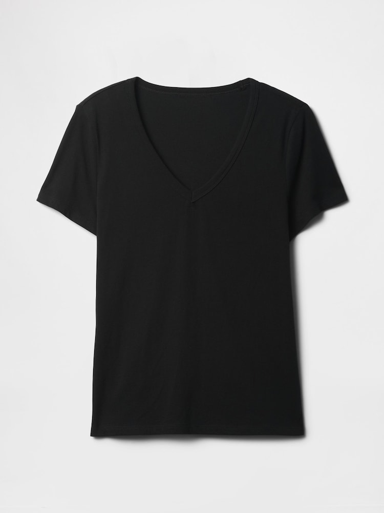 Gap Black V-Neck Favourite Cotton Short Sleeve T-Shirt - Image 5 of 5