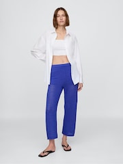 Azul - Gap 100% Cotton Crochet Cropped Trousers - Imagen 3 de 6