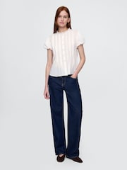 Weiß - Gap Cotton Button Through Bubble-Sleeve Top - Bild 3 von 8