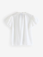 Weiß - Gap Cotton Button Through Bubble-Sleeve Top - Bild 6 von 8