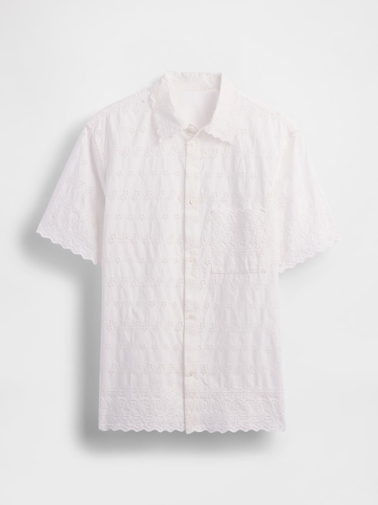 Gap White DÔEN Eyelet Short Sleeve Shirt - Image 1 of 7