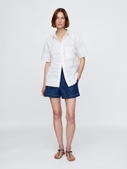 Gap White DÔEN Eyelet Short Sleeve Shirt - Image 5 of 7