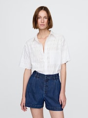 Gap White DÔEN Eyelet Short Sleeve Shirt - Image 6 of 7