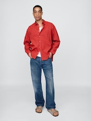 Gap Red DÔEN Poplin Big Shirt - Image 4 of 5