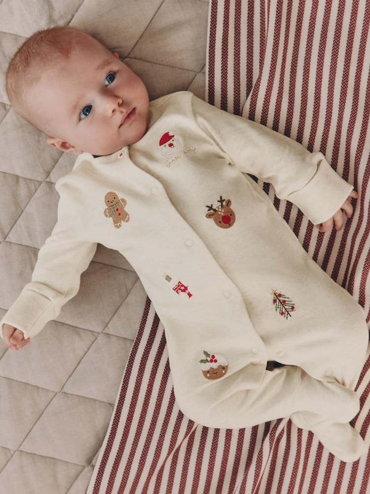 Cream Baby Christmas Character Sleepsuit (0mths-3yrs) - Image 1 of 14 Cream Baby Christmas Character Sleepsuit (0mths-3yrs) - Image 1 of 14