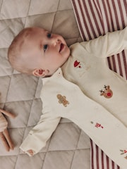 Creme - Baby-Schlafanzug mit Weihnachtsfiguren (0 Monate - 3 Jahre) - Bild 2 von 14