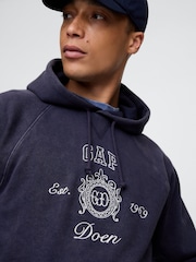 Gap Navy/Blue DÔEN Heavyweight Raglan Logo Hoodie - Image 6 of 8