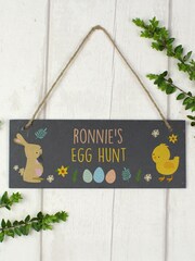 Natural Personalised Easter Egg Hunt Slate Hanging Sign by PMC - Image 1 of 3