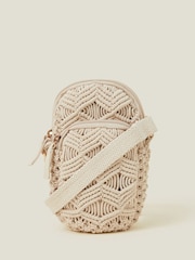 Accessorize Cream Macrame Phone Bag - Image 1 of 5
