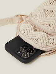 Accessorize Cream Macrame Phone Bag - Image 3 of 5