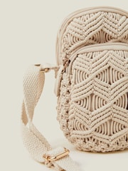 Accessorize Cream Macrame Phone Bag - Image 4 of 5