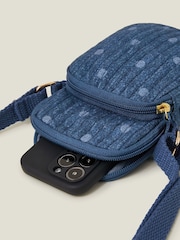 Accessorize Blue Polka Dot Denim Phone Bag - Image 3 of 5