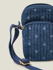 Accessorize Blue Polka Dot Denim Phone Bag - Image 4 of 5