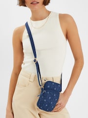 Accessorize Blue Polka Dot Denim Phone Bag - Image 5 of 5