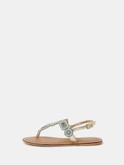 Accessorize Blue Beaded Geometric Strap Sandals - Image 2 of 4