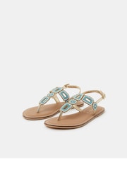 Accessorize Blue Beaded Geometric Strap Sandals - Image 3 of 4