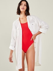 Accessorize White Long Sleeve Beach Cover-Up Shirt - Image 1 of 4
