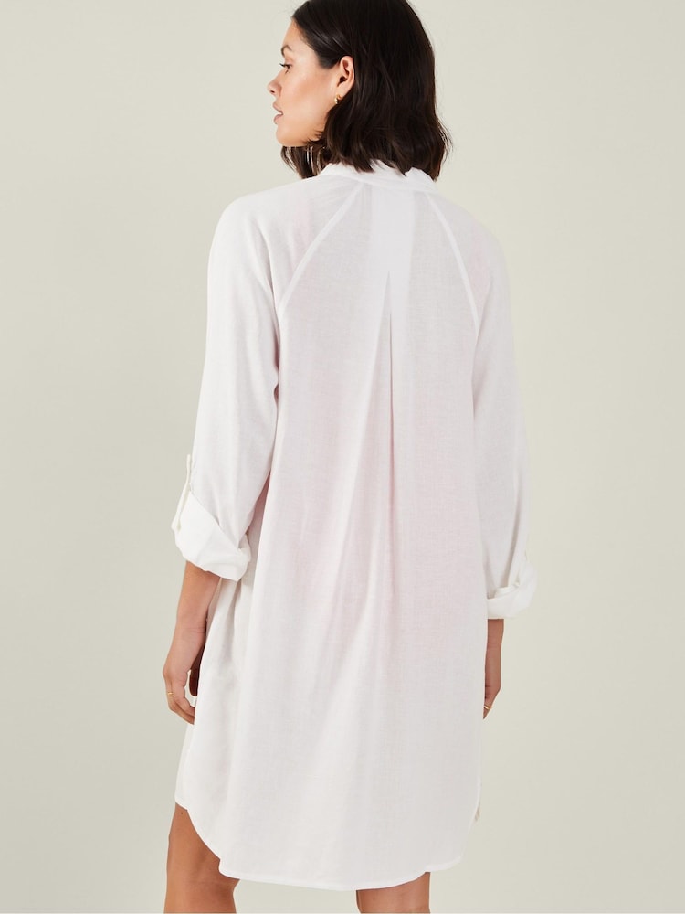 Accessorize White Long Sleeve Beach Cover-Up Shirt - Image 3 of 4