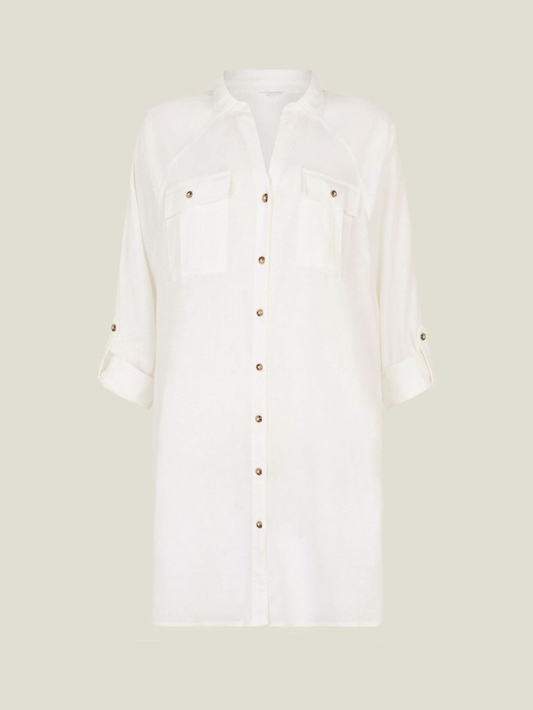 Accessorize White Long Sleeve Beach Cover-Up Shirt - Image 4 of 4