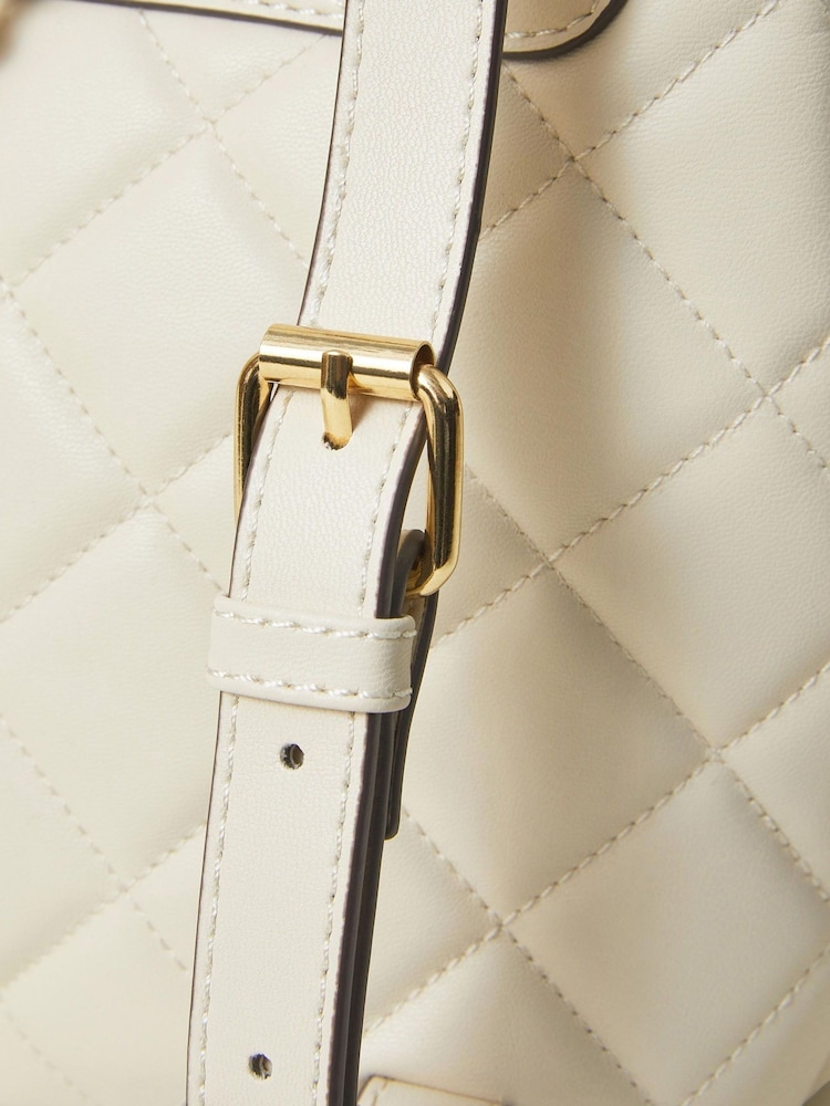 Accessorize Cream Small Quilted Faux Leather Backpack - Image 3 of 5