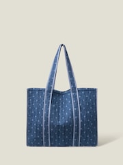 Accessorize Blue Polka Dot Denim Shopper Bag - Image 1 of 6