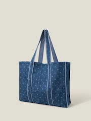 Accessorize Blue Polka Dot Denim Shopper Bag - Image 2 of 6