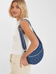 Accessorize Blue Polka Dot Denim Sling Bag - Image 1 of 5