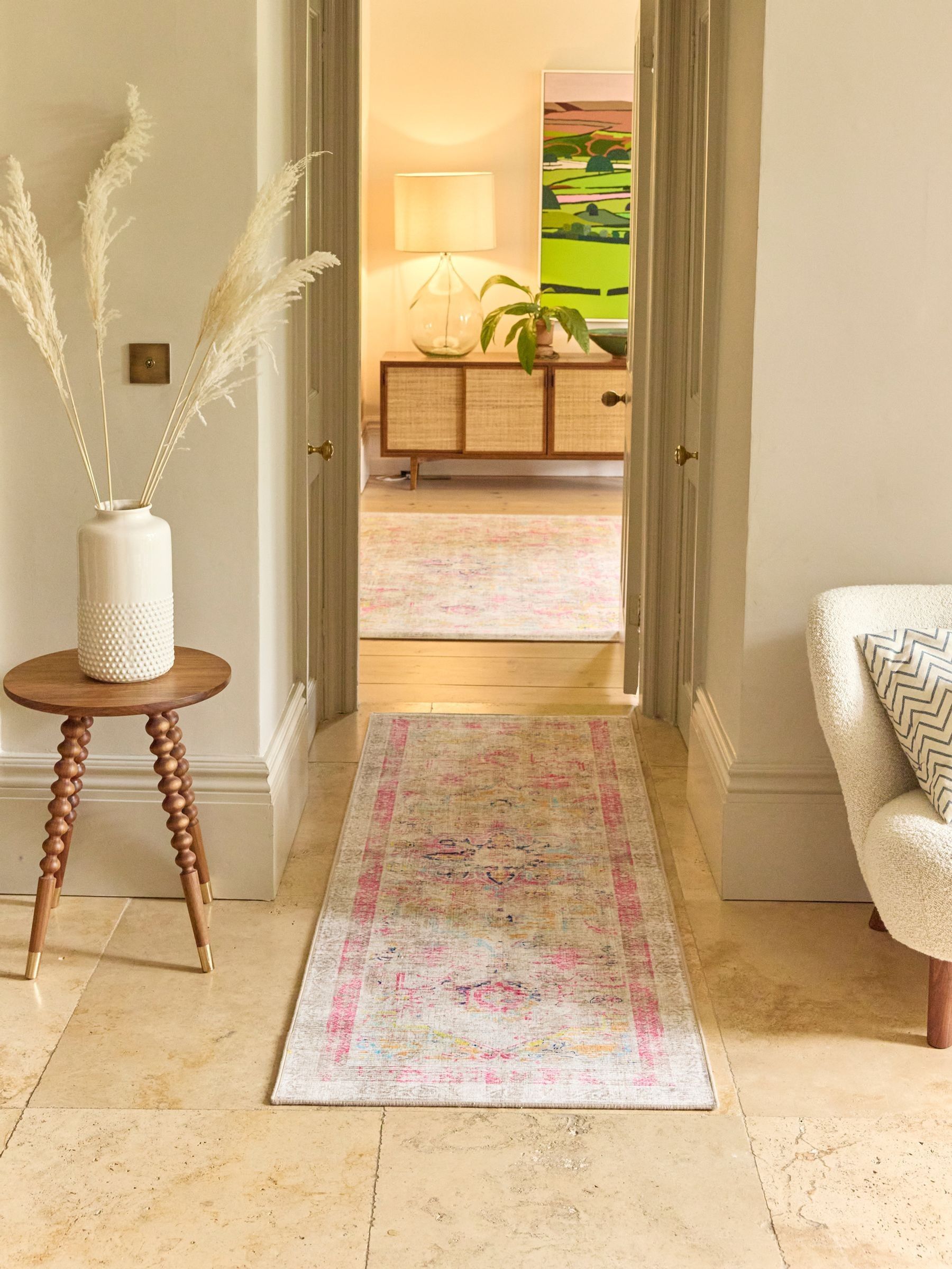 Buy Hug Rug Beige Pink and Blue Britsh Made Washable Neo Classical Rug ...