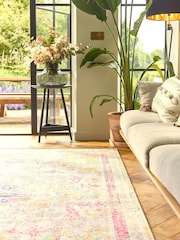Hug Rug Beige Pink and Blue Britsh Made Washable Neo Classical Rug - Image 2 of 6