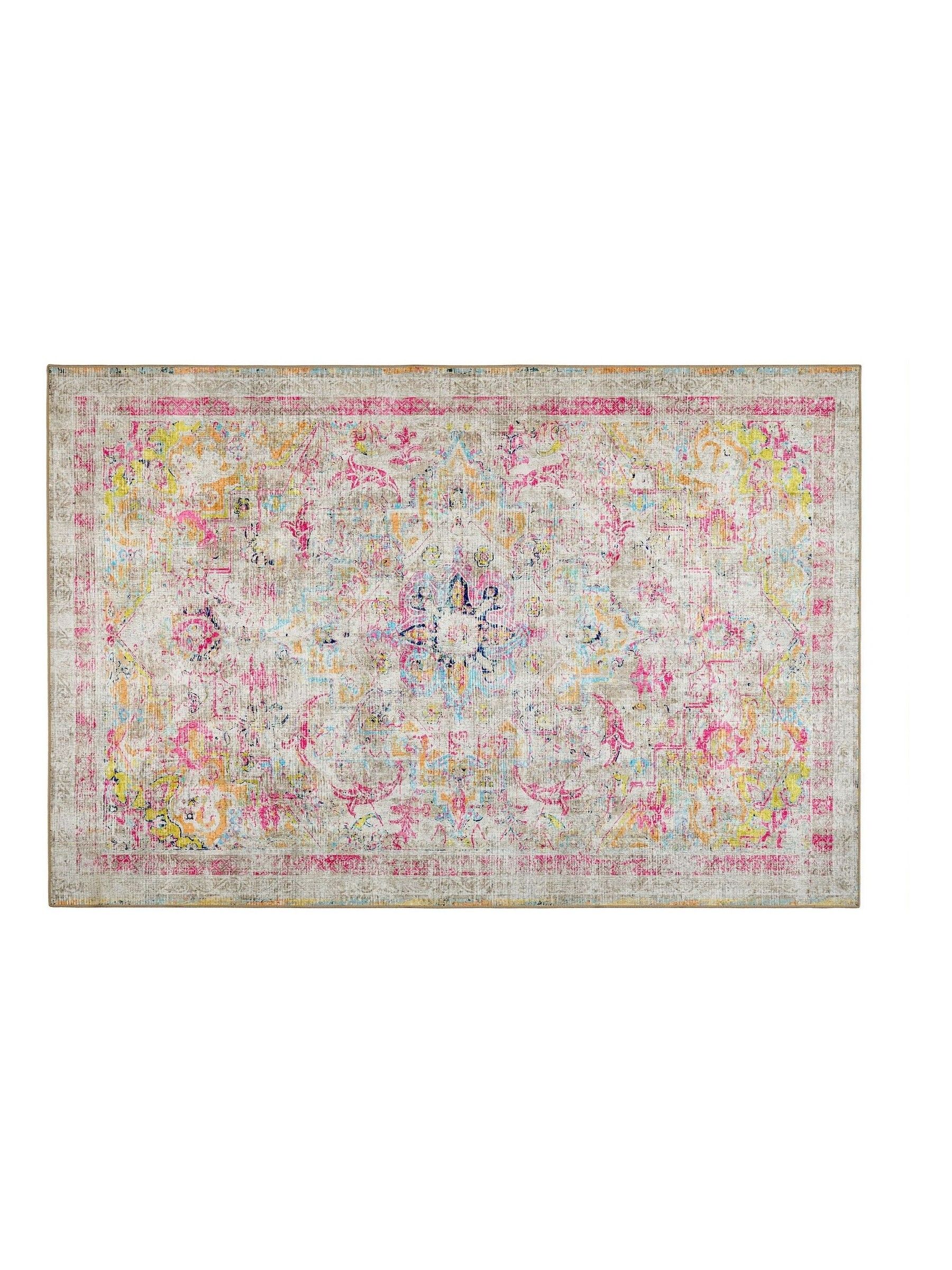 Buy Hug Rug Beige Pink and Blue Britsh Made Washable Neo Classical Rug ...