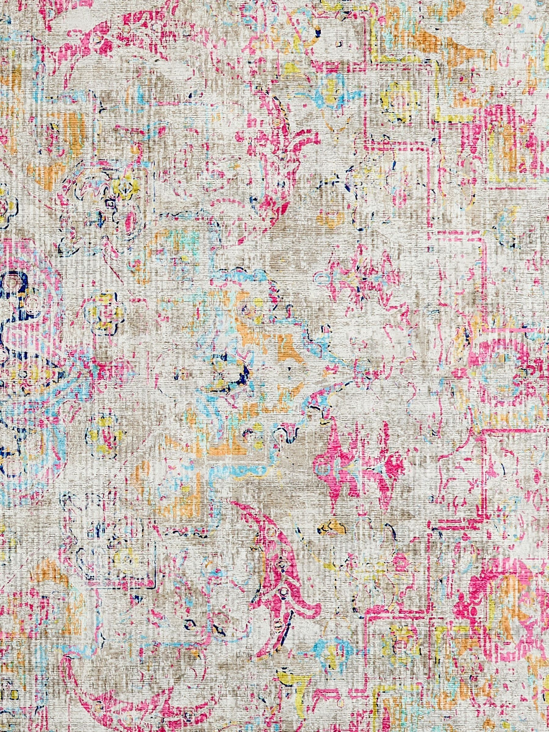 Buy Hug Rug Beige Pink and Blue Britsh Made Washable Neo Classical Rug ...