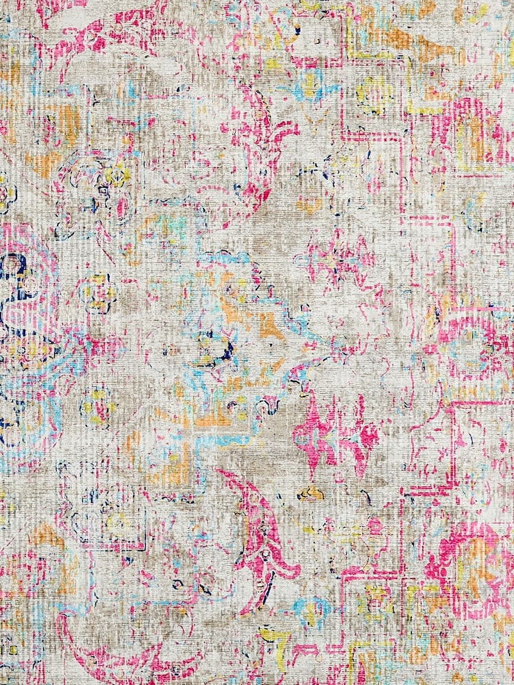 Hug Rug Beige Pink and Blue Britsh Made Washable Neo Classical Rug - Image 6 of 6