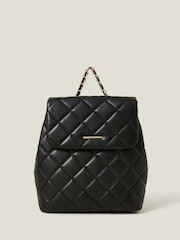 Accessorize Black Small Quilted Faux Leather Backpack - Image 1 of 5