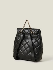 Accessorize Black Small Quilted Faux Leather Backpack - Image 2 of 5
