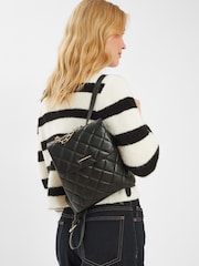 Accessorize Black Small Quilted Faux Leather Backpack - Image 5 of 5