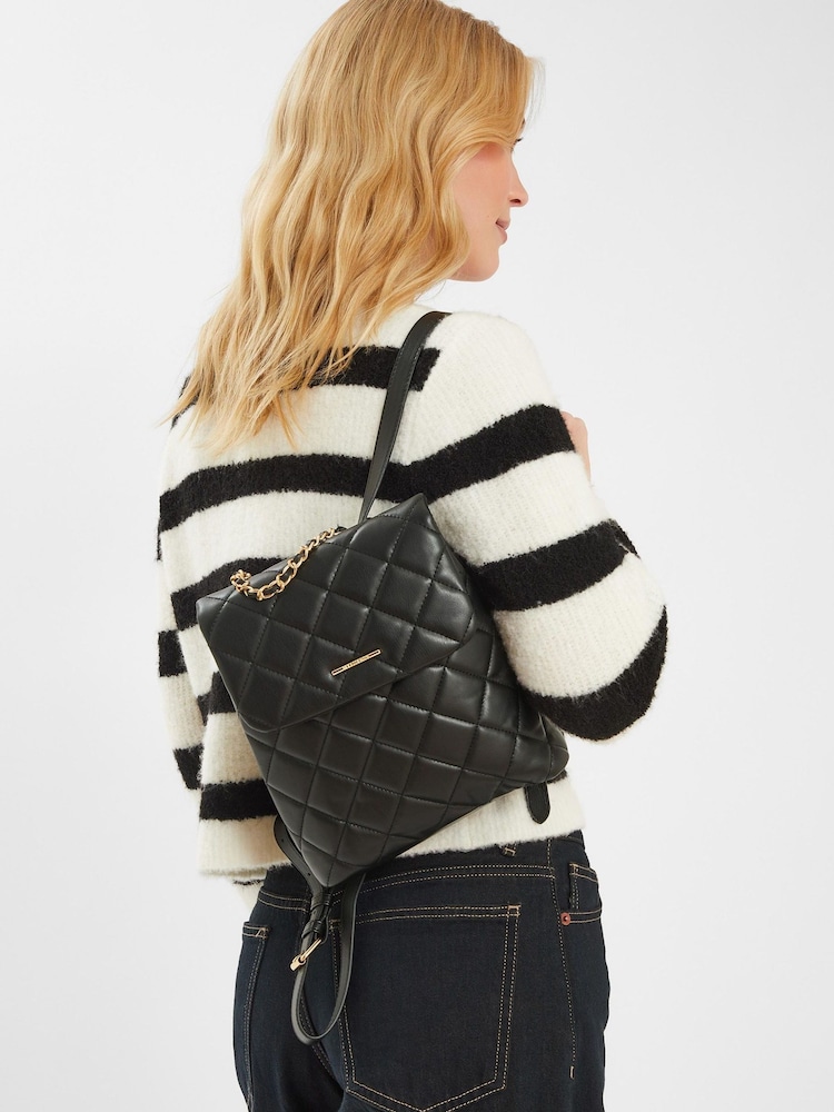 Accessorize Black Small Quilted Faux Leather Backpack - Image 5 of 5