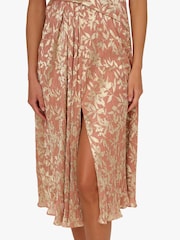 Adrianna Papell Pink Foil Leaf Draped Midi Dress - Image 6 of 6