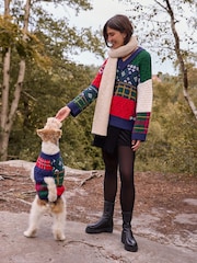 Navy Multi Patched Knitted Dog Jumper - Image 1 of 10