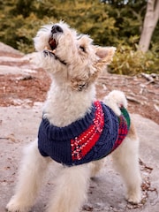 Navy Multi Patched Knitted Dog Jumper - Image 2 of 10