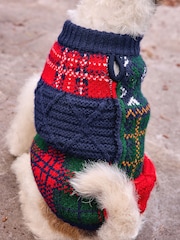 Navy Multi Patched Knitted Dog Jumper - Image 4 of 10