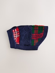 Navy Multi Patched Knitted Dog Jumper - Image 5 of 10