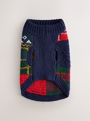 Navy Multi Patched Knitted Dog Jumper - Image 6 of 10