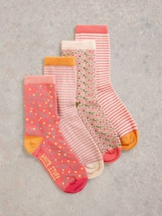 White Stuff Mixed Pattern Ankle Socks 4 Pack - Imagen 1 de 4