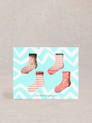 White Stuff Mixed Pattern Ankle Socks 4 Pack - Imagen 3 de 4
