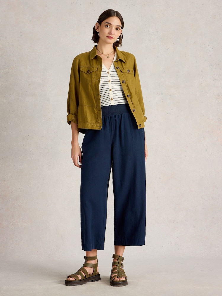 White Stuff Blue Shelly Linen Blend Culottes - Image 1 of 6