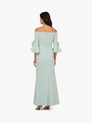 Adrianna Papell Blue Rosette Scuba Crepe Gown - Image 2 of 6