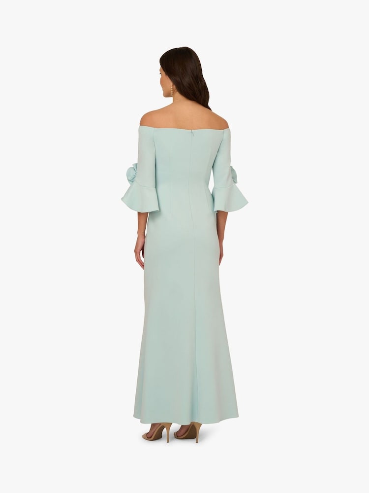 Adrianna Papell Blue Rosette Scuba Crepe Gown - Image 2 of 6