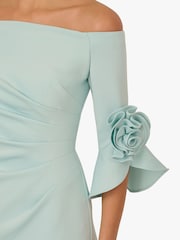 Adrianna Papell Blue Rosette Scuba Crepe Gown - Image 5 of 6